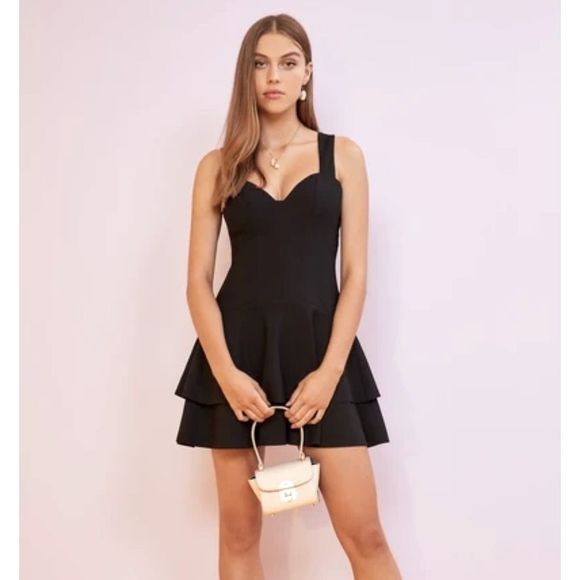 Finders Keepers Lines Mini Dress Black - Picture 1 of 13